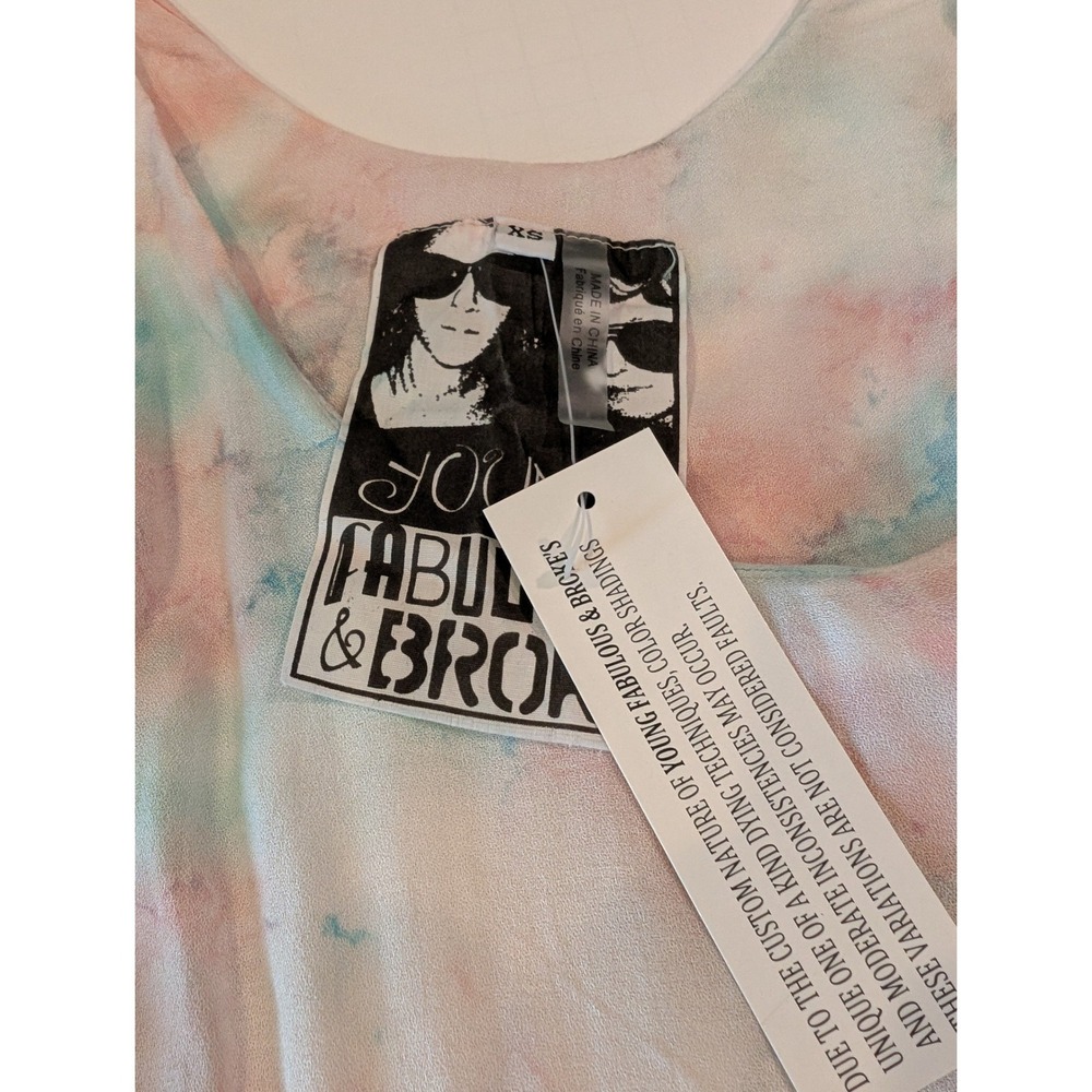NWT Young Fabulous & Broke Womens XS Tie Dye Tank Pastel Pink Blue Crochet Trim